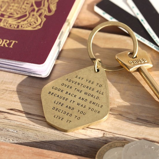 Say Yes to Adventure Brass Keyring Gift Items & Supplies