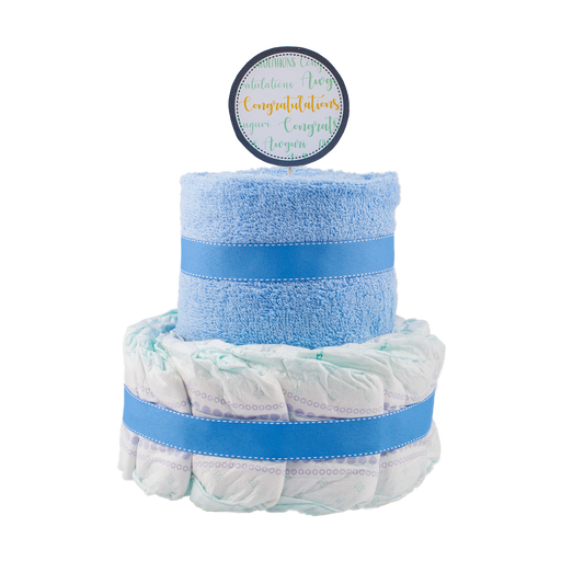 Basic 2-Tier Blue Nappy Cake Nappy Cake