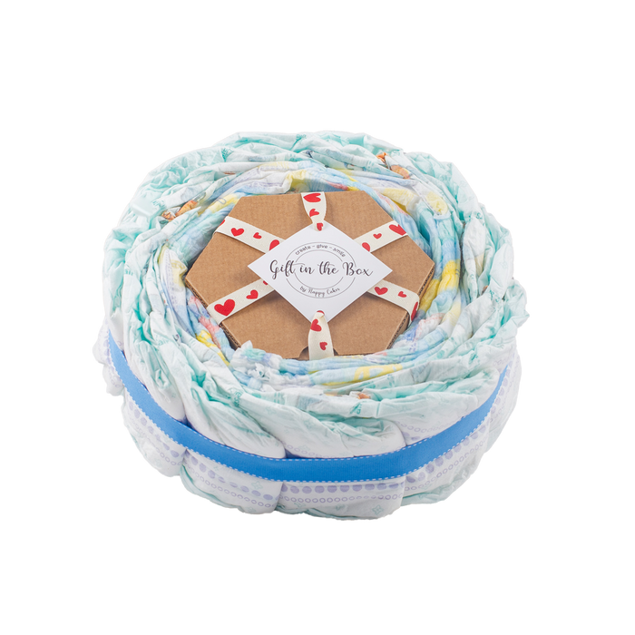 Stylish 2-Tier Blue Nappy Cake Nappy Cake