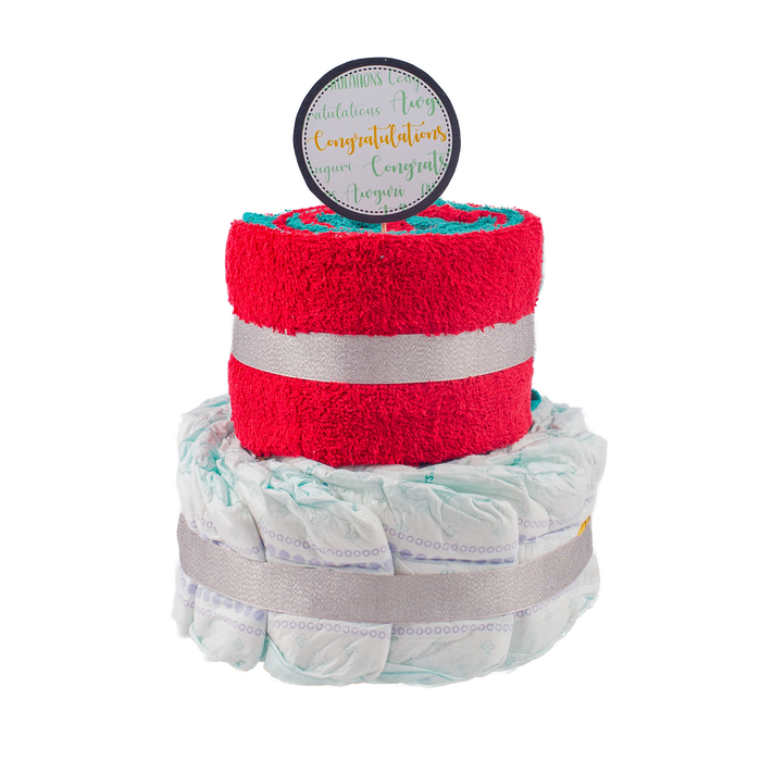 Basic 2-Tier Multi-Coloured Nappy Cake Nappy Cake