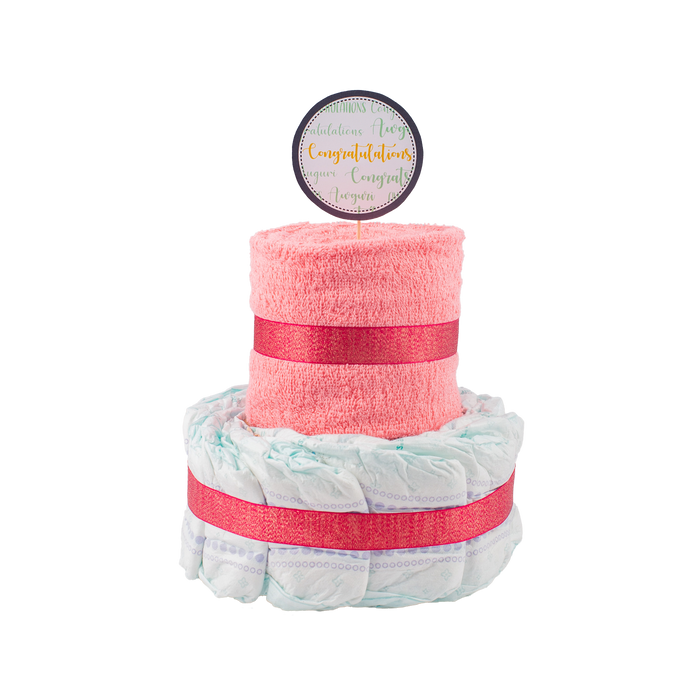 Basic 2-Tier Pink Nappy Cake Nappy Cake