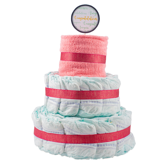 Basic 3-Tier Pink Nappy Cake Nappy Cake