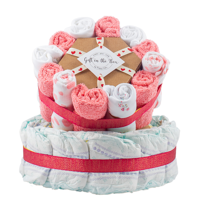 Stylish 3-Tier Pink Nappy Cake Nappy Cake