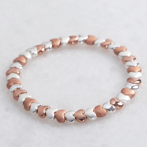 Beaded Hearts Bracelet In Silver And Rose Gold Gift Items & Supplies