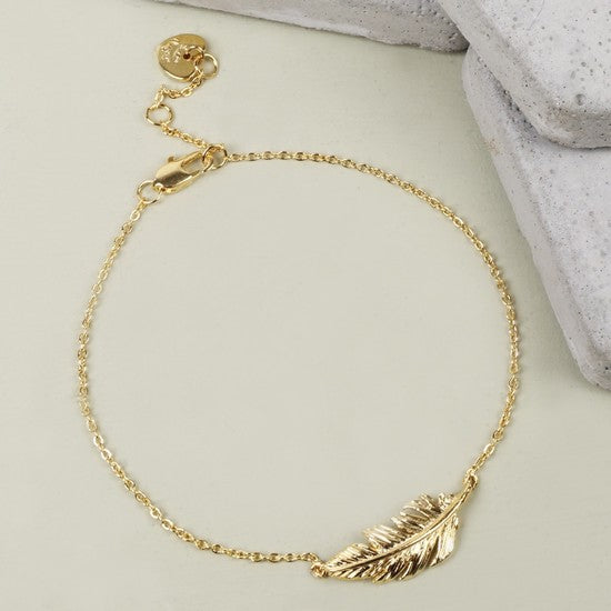 Gold Plated Feather Bracelet Gift Items & Supplies