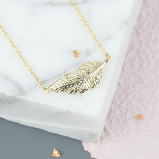 Gold Plated Feather Necklace Gift Items & Supplies