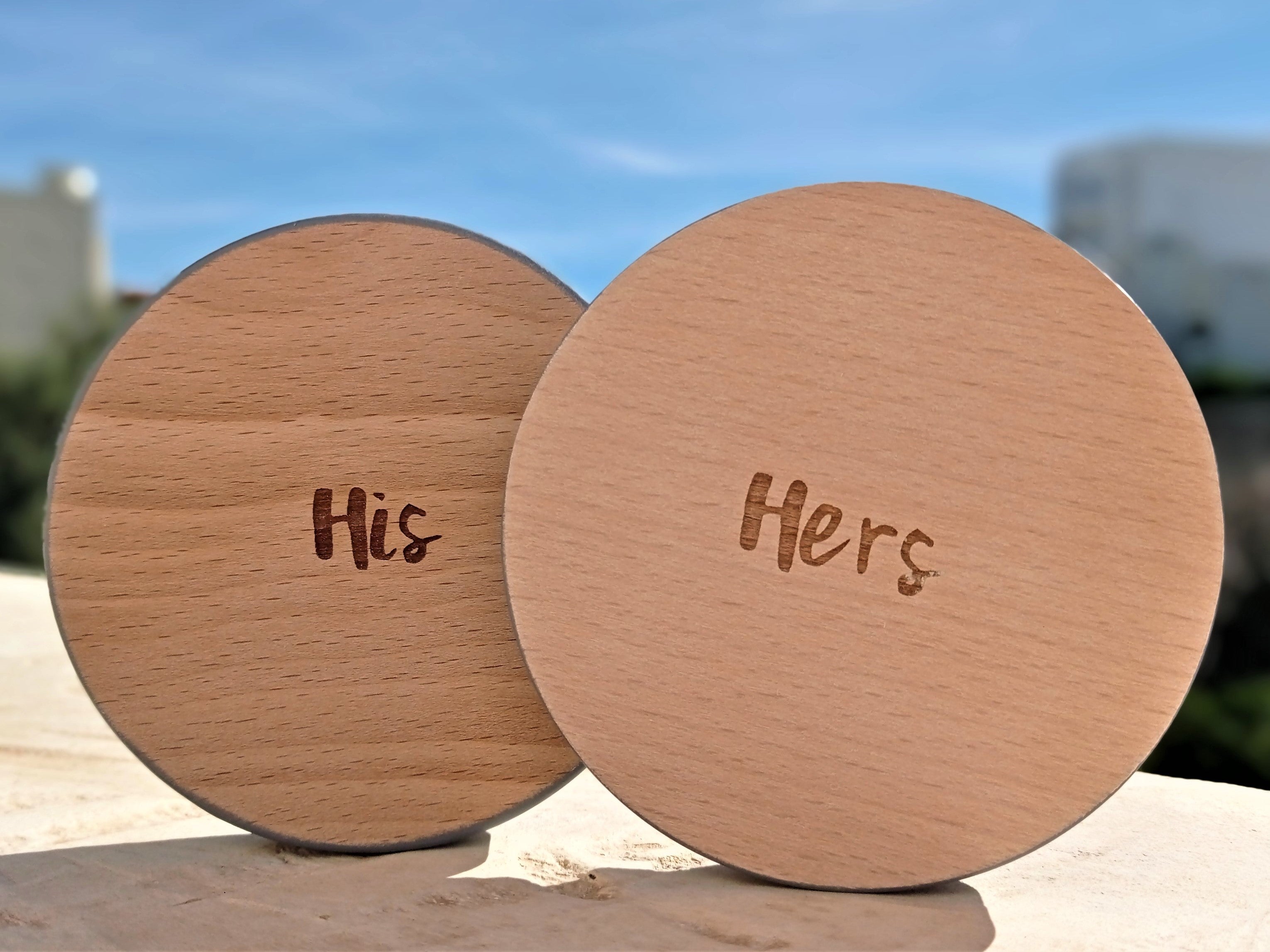Wooden Coasters Set (x2) - His & Hers Homeware