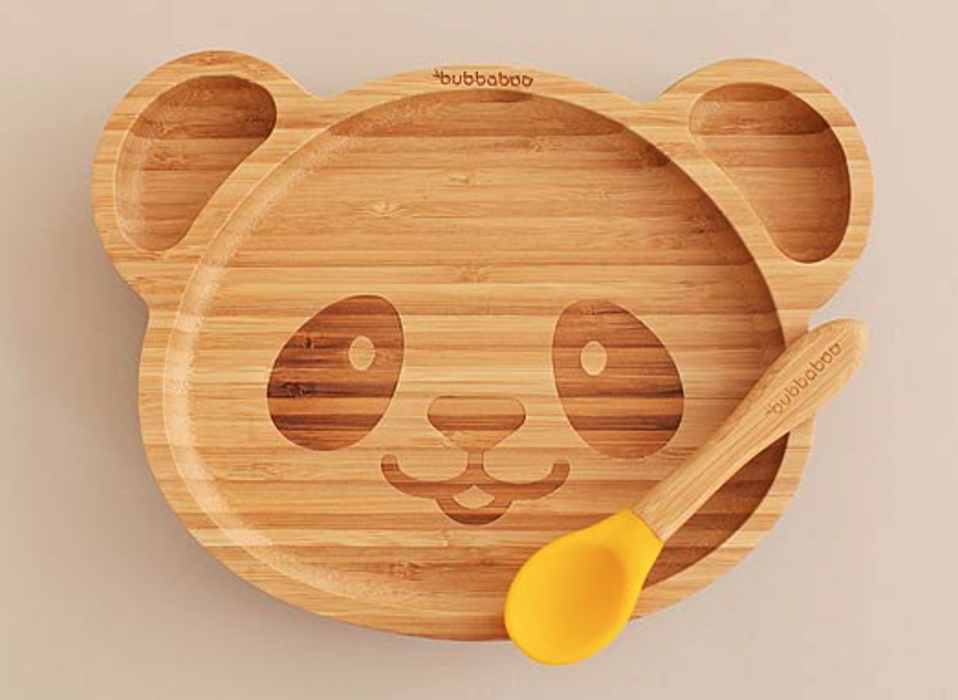 Bubbaboo Organic Bamboo Panda Plate and Spoon Set Gift Items & Supplies