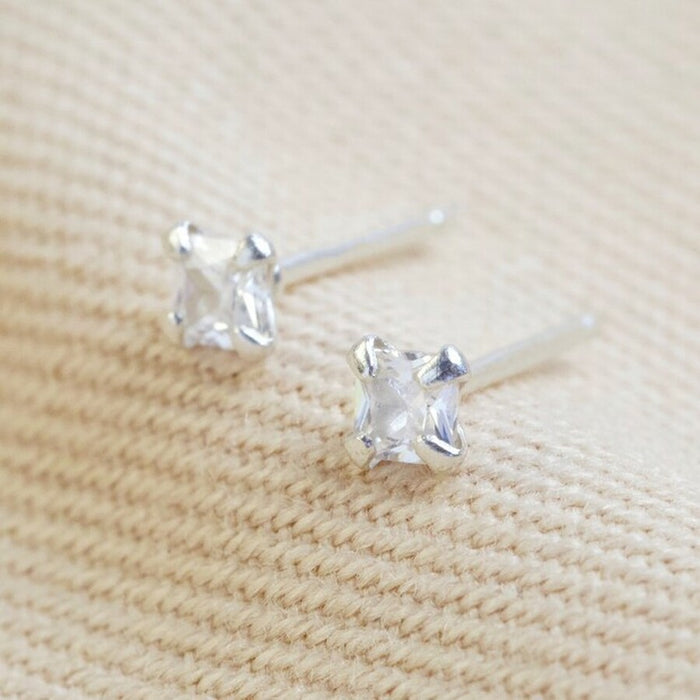 Sterling Silver Square Crystal Stud Earrings Gift Items & Supplies