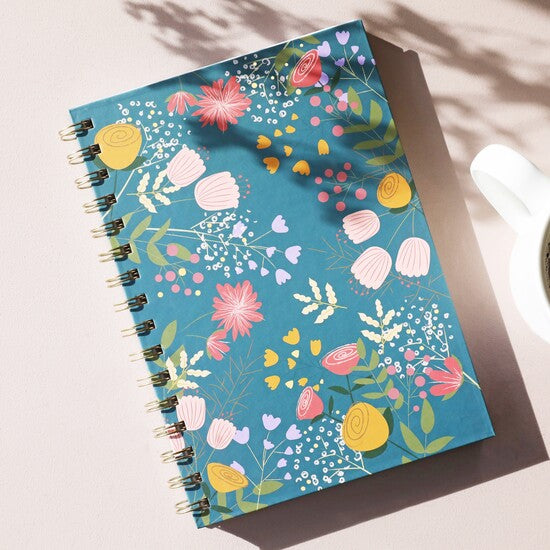 Teal Floral Notebook Gift Items & Supplies